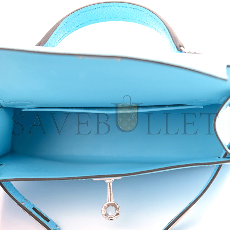 H**me5 master mini kelly epsom blue celeste palladium hardware (19*12*5.5cm)